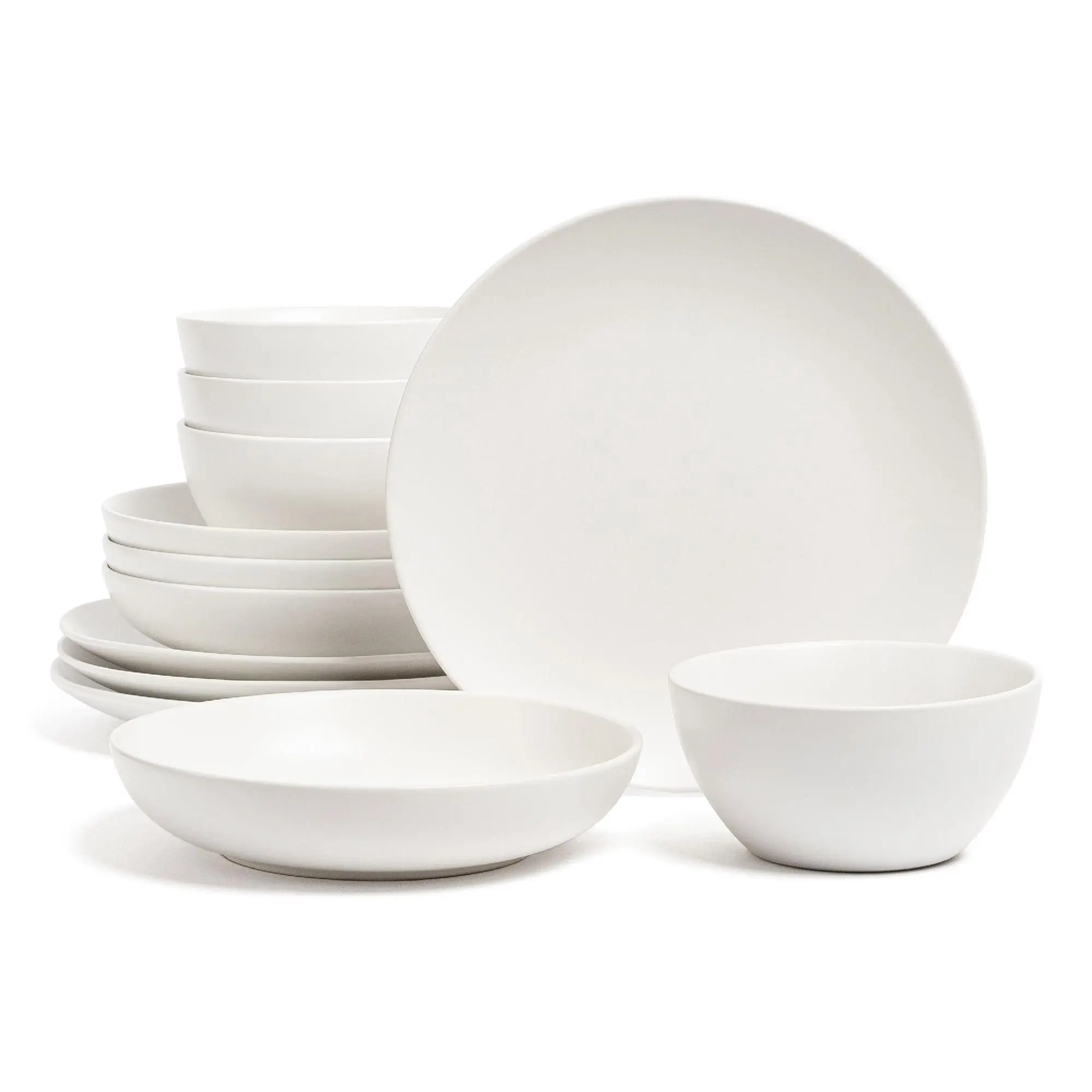 over&back Coupe 12-Piece Semi-Matte Stoneware Dinnerware Set