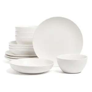 over&back Coupe 12-Piece Semi-Matte Stoneware Dinnerware Set