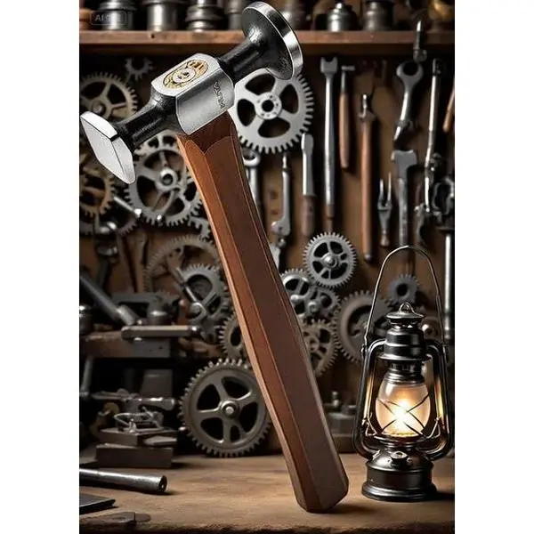 Professional Double-Head Leather Craft Mallet - 33cm Mirror-Polished Carbon Steel Hammer with Walnut Sapwood Chambered Edges, Non-Slip Wooden Grip for Leatherworking, Jewelry Crafts, DIY Projects
