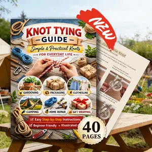 Practical Knot Tying Illustrated Guide for Beginners, Step-by-Step Knot Instruction Book, Outdoor Skills Handbook, Multi-Purpose Knot Techniques for Gift Wrapping, Home Securing, DIY Decoration, Gardening, Camping, Clothesline Use, and Daily Life