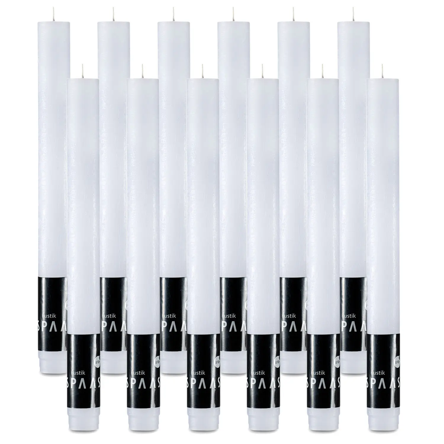 Rustic White Candlesticks - 12 Pack - 10" Decorative White Candles for Home Decoration, Table Candles, Party, Wedding, and Holiday