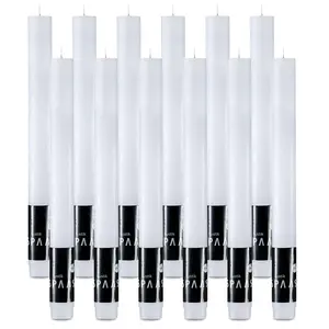 Rustic White Candlesticks - 12 Pack - 10" Decorative White Candles for Home Decoration, Table Candles, Party, Wedding, and Holiday
