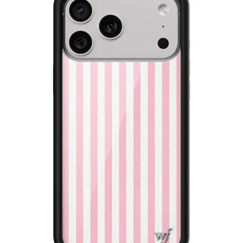 Wildflower Limited Edition Pink Stripes Polyurethane Smartphone Case - Protective, Shockproof, Custom Durable Cover for iPhone 13+ Devices, Cute Phone Accessory with Reliable Protection
