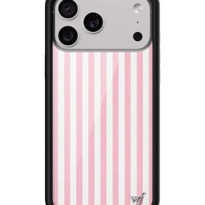 Wildflower Limited Edition Pink Stripes Polyurethane Smartphone Case - Protective, Shockproof, Custom Durable Cover for iPhone 13+ Devices, Cute Phone Accessory with Reliable Protection