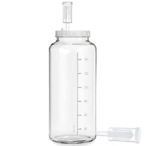 2 Gallon Large Fermentation Jar with Scale Mark, Wide Mouth Glass Jar with Airtight SCREW Lid and 2 Airlocks, 7600ML Wine Making Kit for Beer Cider Kombucha, Pickle Jar for Sauerkraut