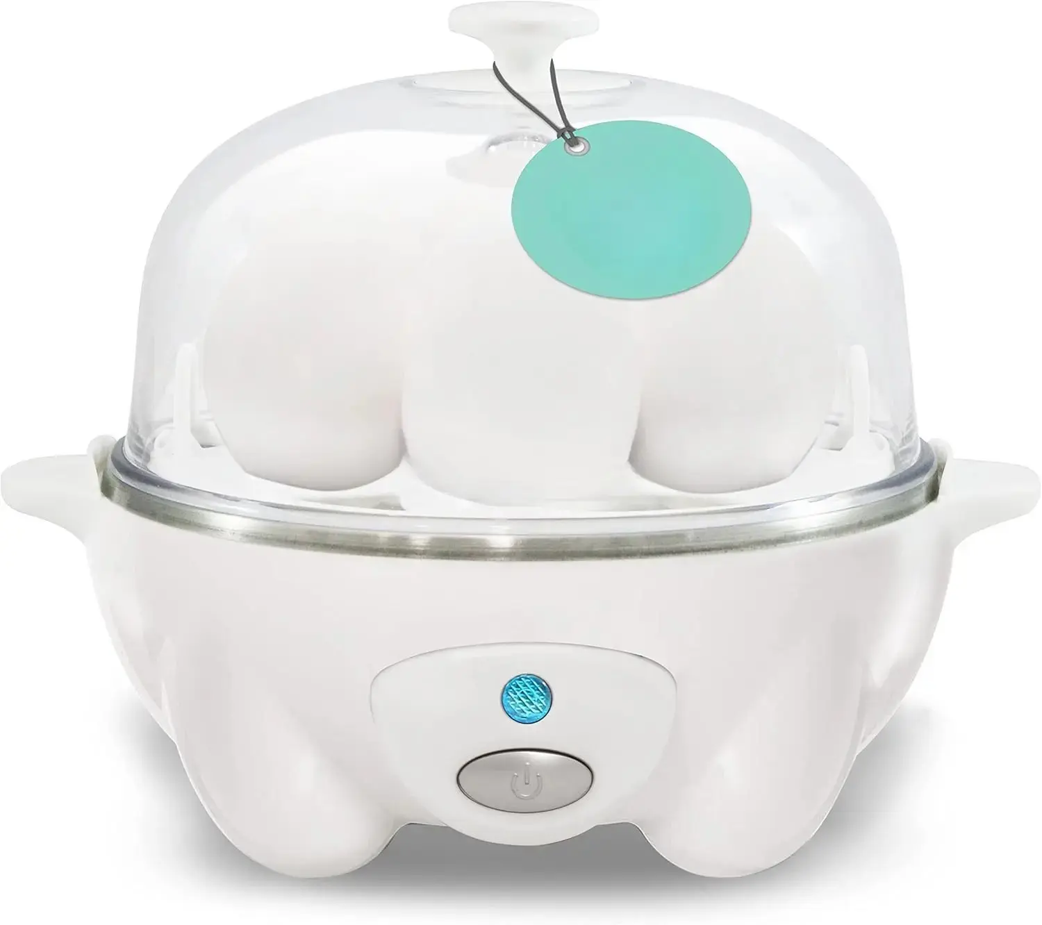 New Deal - Rapid Egg Cooker, 7 Easy-To-Peel, Hard, Medium, Soft Boiled Eggs, Poacher, Omelet Maker, Auto Shut-Off, Alarm, 16-Recipe Booklet, White