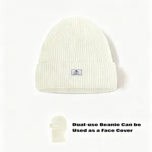 2 in 1 Unisex Winter Warm Knit Beanie Hat, 1 Count Outdoor Cycling Casual Windproof Mask for Men & Women, Multifunctional Beanie Hat for Outdoor Cycling Skiing, Beanies