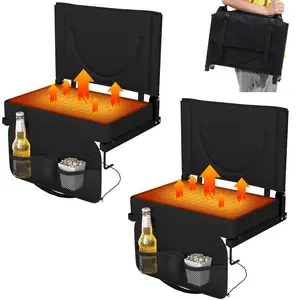 [SummerVibes] Heated Stadium Seats with Backrest and Cushion, Portable and Lightweight, Ideal for Camping, Beach, Sporting Events, Folds to Compact Size, Extra Wide, USB Battery Not Included
