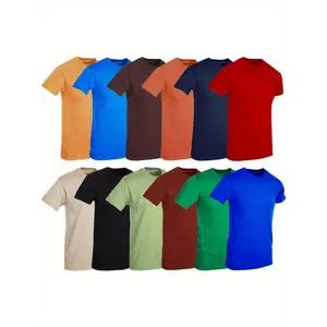 12pcs Men's Cotton T-Shirts - Regular Fit, Short Sleeve, Crew Neck in Assorted Colors Lightweight & Breathable for Casual Wear, Gym, Outdoor Activities Quality(Sports & Outdoor)