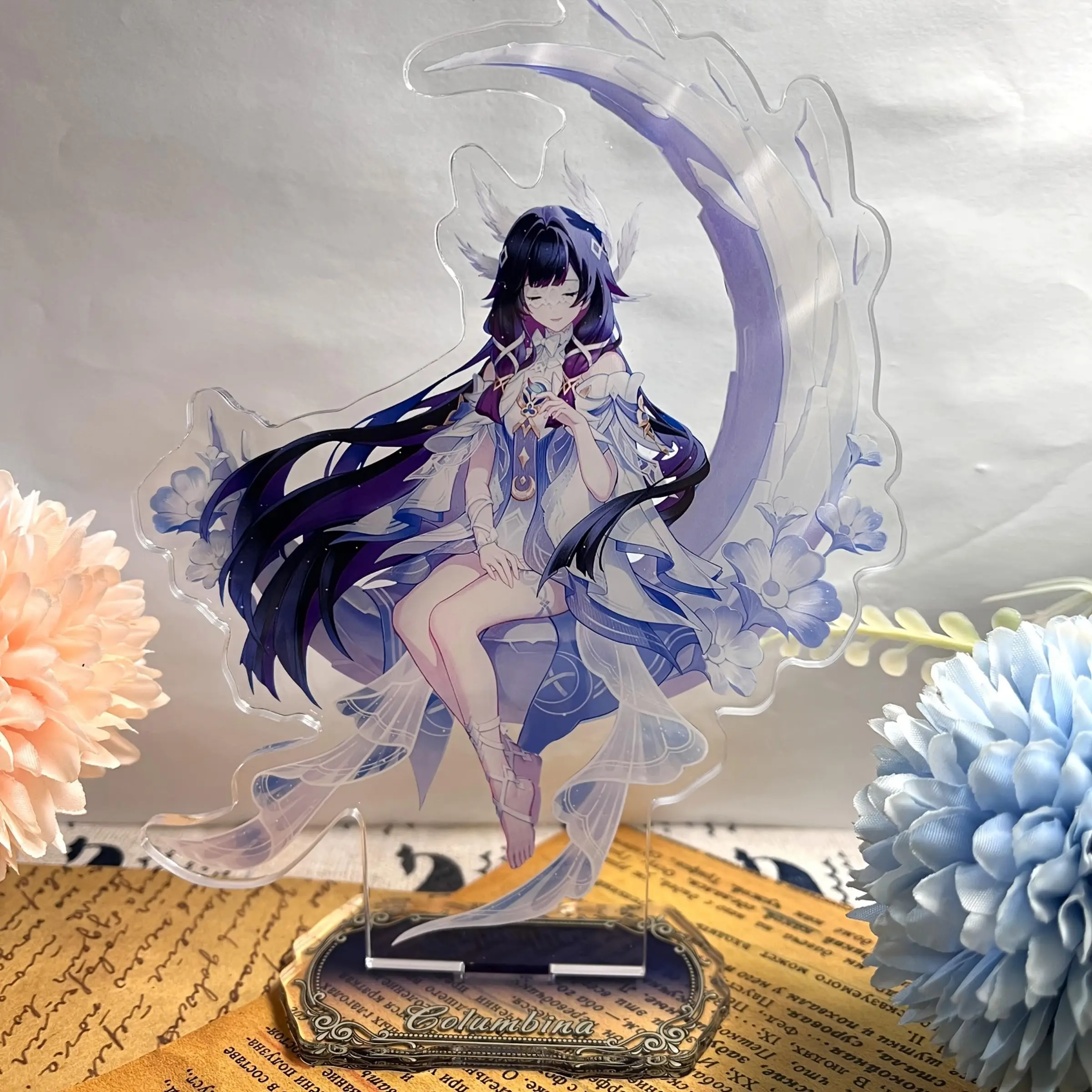 Columbina Acrylic Standee Figure, Whimsical Figurines, Cute Office Desk Decor, Anime and Gaming Collector's Item, Collectible Figure, Perfect for Fans and Enthusiasts, Cute Collectibles
