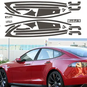 Ice Matte Black Chrome Delete Window Trims sticker For Tesla Model S 2014-2020