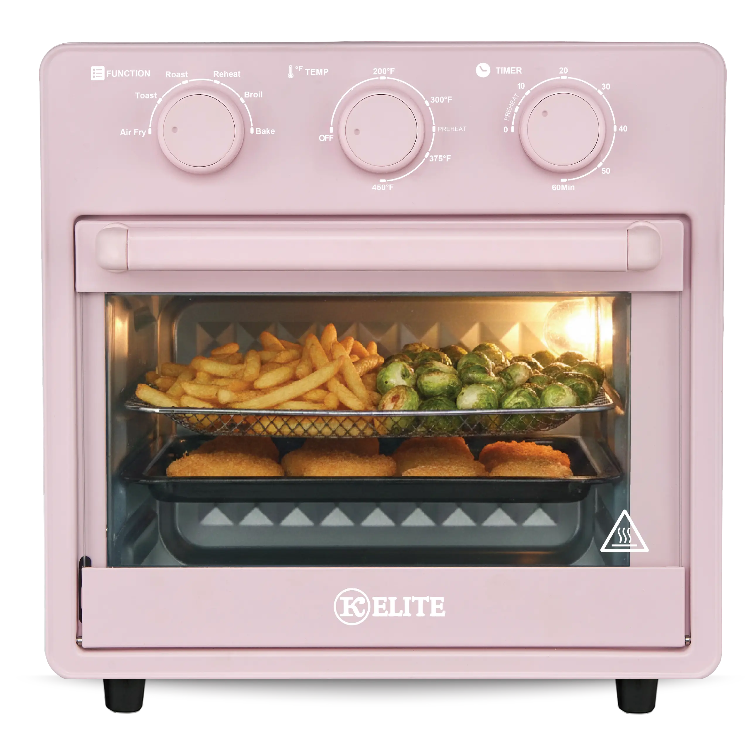Kitchen Elite 16QT Colorful Air Fryer Oven | 450°F | PFAS-Free | Multi-Level Cooking  PINK, BLUE, White and Orange Spice