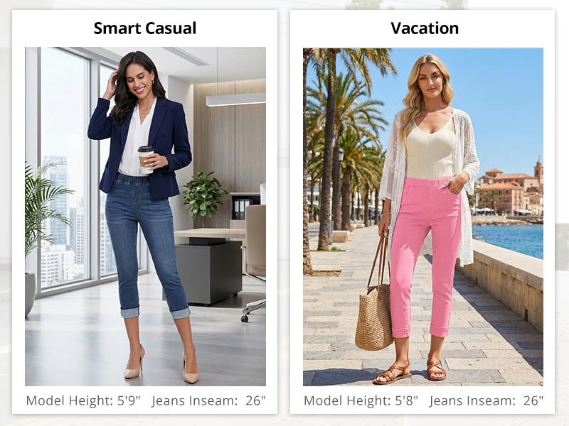 GRAPENT Pull On Jeans for Women High Waisted Skinny Capri Pants Trendy Stretch Denim Cropped Jeans Crop Jeggings Capris