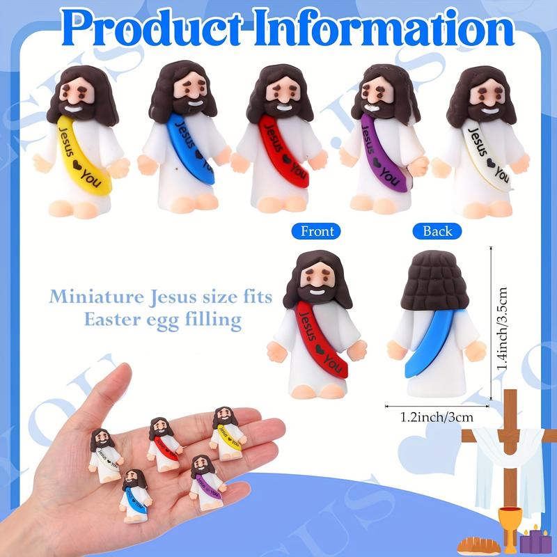 80/160pcs Mini Jesus Figures Original Design Decor Easter EggStuffers - Cute Jesus Ornaments Toys Easter