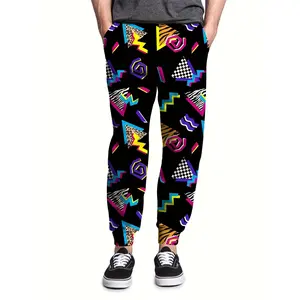 [Made in US] Funny 80s Mens Joggers Sweatpants, Casual Fashion Drawstring Running Pants With Pockets, 90s Outfit For Men