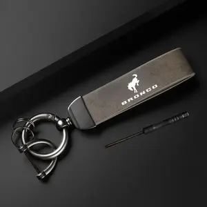 Car Keychain, PU Leather Car Keychain, Simple Design Car Interior Decoration Accessories for Ford Bronco, Car Key Accessory