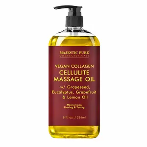 Vegan Collagen Cellulite Massage Oil — w/ Grapeseed, Eucalyptus, Grapefruit & Lemon Oil | 8 fl oz | Moisturizing, Firming & Toning