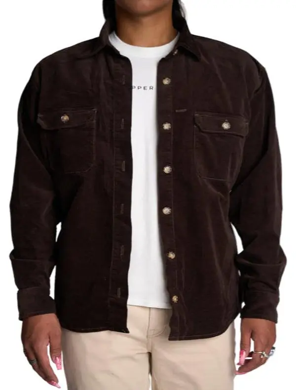 Chocolate Brown Corduroy Shacket