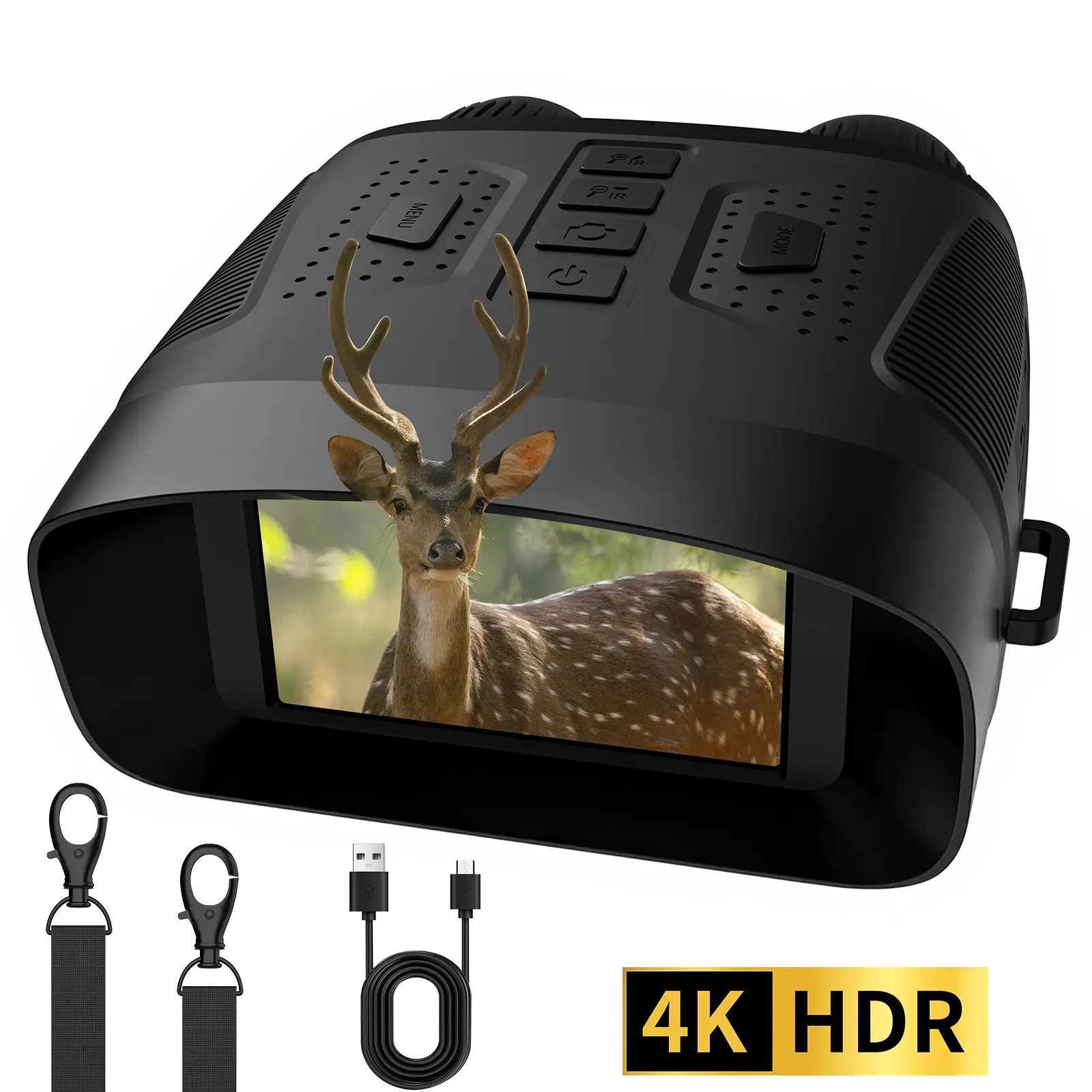 4K Night Vision Goggles with 3" Screen, 40MP Infrared Night Vision Binoculars for Total Darkness, 10x Zoom & 2600ft Range, 2600mAh Rechargeable Battery, Ideal for Hunting, Camping & Home Security （TF Card Not Included）