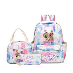 3pc Backpack solid color women's backpack&lunch bag witch group star print zipper closure Trendy backpack fashionable and versatile casual trend suitable for students going to school, campus, going out to work, traveling women's backpack