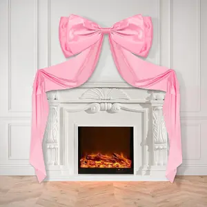 1 Pack Giant Pink Bow Decor 34x 94 Inches Large Coquette Bow Satin Bow Backdrop for Wedding Bridal Shower Birthday Party Room Wall Decor