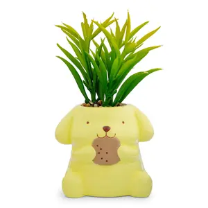 Sanrio Pompompurin 3-Inch Ceramic Mini Planter With Artificial Succulent