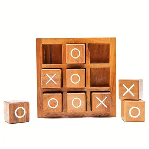 Classic Wooden Tic-Tac-Toe Game Set - Perfect for Family Game Nights & Home Decor | Ideal for Coffee Tables, Living Rooms & Desks