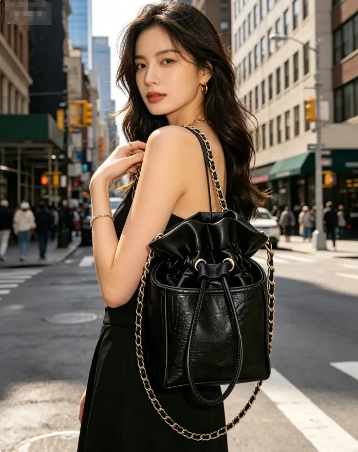 Quilted Black Chain Makeup Bag for Women, Mini Cosmetic Bag with Gold Shoulder Strap, Y2K Aesthetic Beauty Pouch, Travel Makeup Organizer, Going Out & Daily Essentials Bag