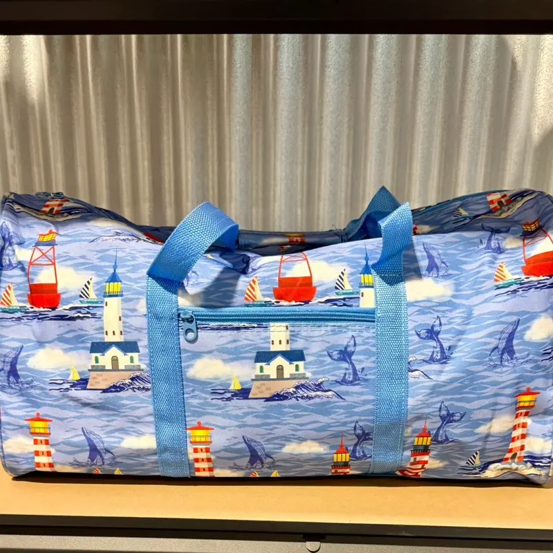 TheDottieDotDot Exclusive XL 22” Duffle Bag with Lighthouses and Sailboats Design