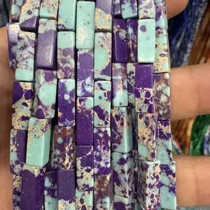 4x13mm approx 29pcs Natural Purple Emperor Stone Long Rectangular Loose Beads - Gorgeous Loose Spacer Beads - Light Luxury and Exquisite - Various shapes for DIY jewelry making, perfect for bracelets, necklaces, earrings, anklets, pendants, clothing acces