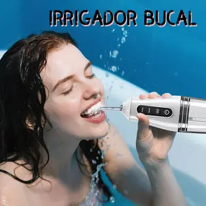 XINGLONGM hilo dental de agua, equipado con 4 boquillas y 3 modos ajustables, un regador dental recargable portátil para viajes familiares y cuidado bucal diario. Regalo ideal para hombres y mujeres,  Oral water flosser replacement nozzle cleaning tool