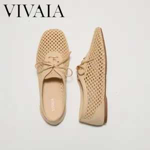 VIVAIA Square Toe Mesh Ballet Flats, Wide Feet Friendly, Breathable Summer Shoes, Lightweight, Ballerina Sneakers, Travel Shoes, Comfortable Flats, Suitable for Vacations, Parties, Beach (Carey)