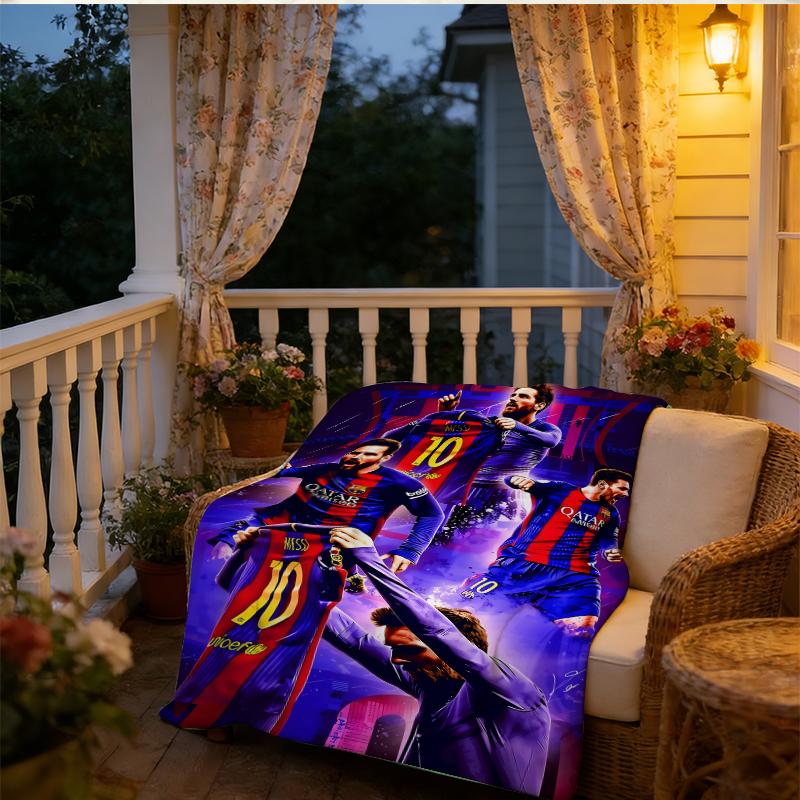 Leo Messi Blanket NO.10 Football Blanket Football Fans Gifts Soft Flannel Blanket Suitable For Sofa Beds Living Rooms Beloved By Both Adults And Children Birthday Gifts Holiday Party Home Decor Suitable for all four seasons