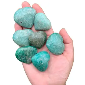 Flashy Amazonite Crystal Hearts for Home Decor