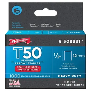 Arrow Fastener Co. .50in. T50 Stainless Steel Staples  Pack of 5