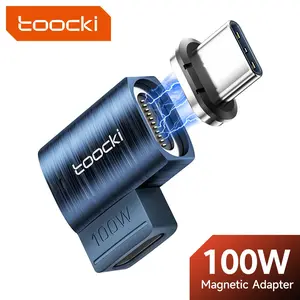 Toocki 100W USB C To Type C Magnetic Adapter 2 in 1 PD Fast Charging Type C Connector Data Sync 90 Degree USB C Magnet Converter For iPhone 17 16 15 Xiaomi Samsung Macbook Laptop