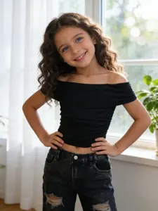 Girls' solid color one shoulder T-shirt, Fitted with soft and elastic skin, revealing shoulder and neck wrinkles, slim fit and not restrictive, suitable for all seasons and can be worn both inside and outside Top
