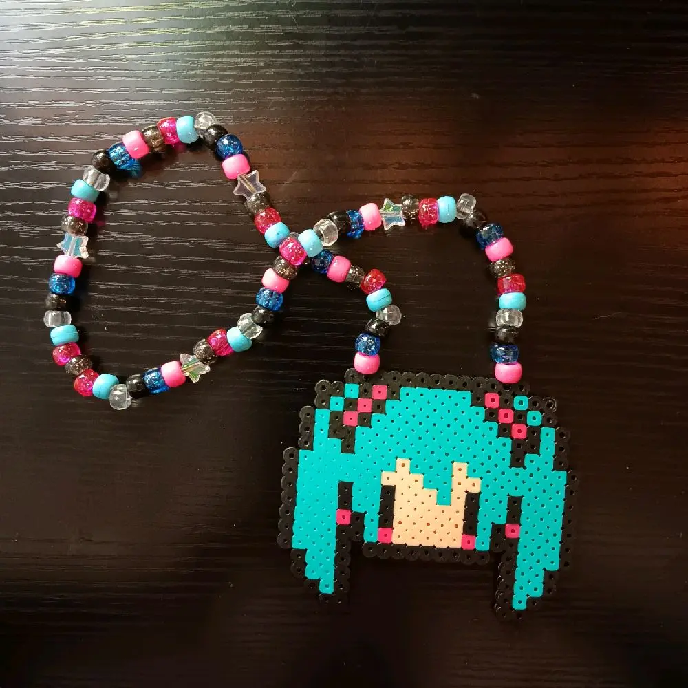 miku anime blue girl hatsune kandi necklace miku anime blue girl hatsune kandi necklace