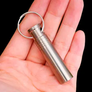 Waterproof Mini Titanium Alloy Pill Holder Keychain, Silver Color Portable Container for Travel, Durable Lightweight Storage Solution