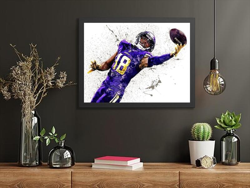[UNFRAMED] Justin Jefferson The Catch Poster Capturing a Signature Moment, Minnesota Football Wall Art for Fans Home Decor