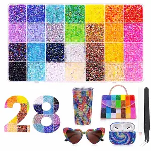 32000Pcs Resin Jelly Rhinestone Bedazzling Kit - 3mm Assorted Colors Non-Hotfix Flatback Gems with Pickup Tool, Nail Art & Craft Bedazzling Kit for Embellishing Clothing, Tumblers