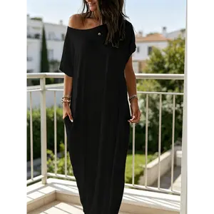 Snatched Batwing Sleeve Dress for Women Flattering Body-Skimming Lounge Dress Aesthetic Short Sleeve Sleepwear Outfit