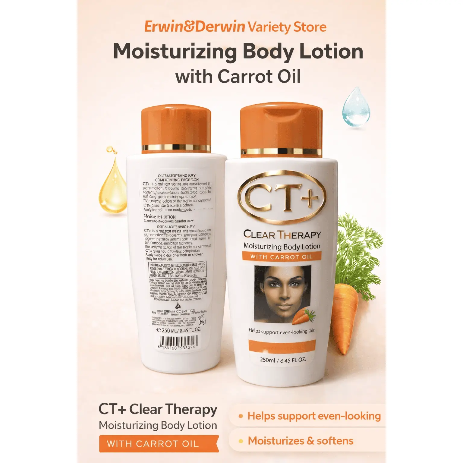CT+ Carrot Moisturizing Body Lotion and Face soap CT+ Carrot Moisturizing Body Lotion and Face soap