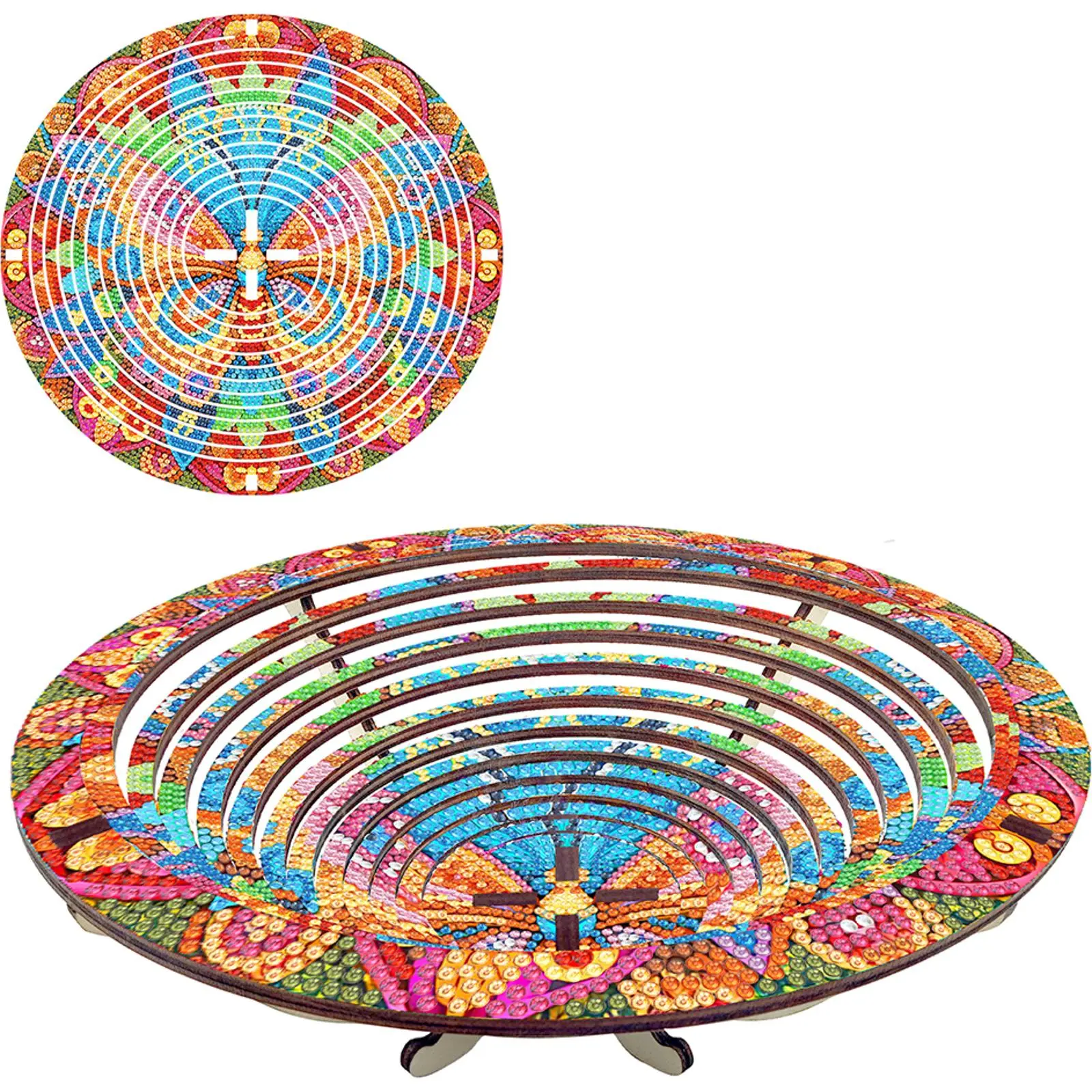 Diamond Painting Kit DIY Diamond Wooden Snack Storage Tray Diamond Art Painting Candy Plate DIY Handmade Dot Diamond Decorative Plate for Parties Festivals Family Gatherings
