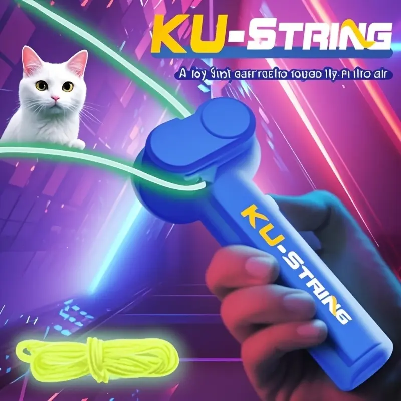 Creative Electric Rope Launcher Glowstick Toy, Light Up Wands, USB Rechargeable Handheld Portable Device, Indoor Outdoor Play, Stress Relief, Cat Toy, Unisex