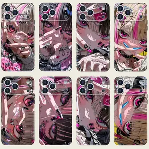 Pink Black Anime Girl Phone Case - Y2K Goth Aesthetic Protective Cover | For iPhone 17 Pro Max 16 15 14 13 12 PRO PLUS MAX  #JKFLKDM2