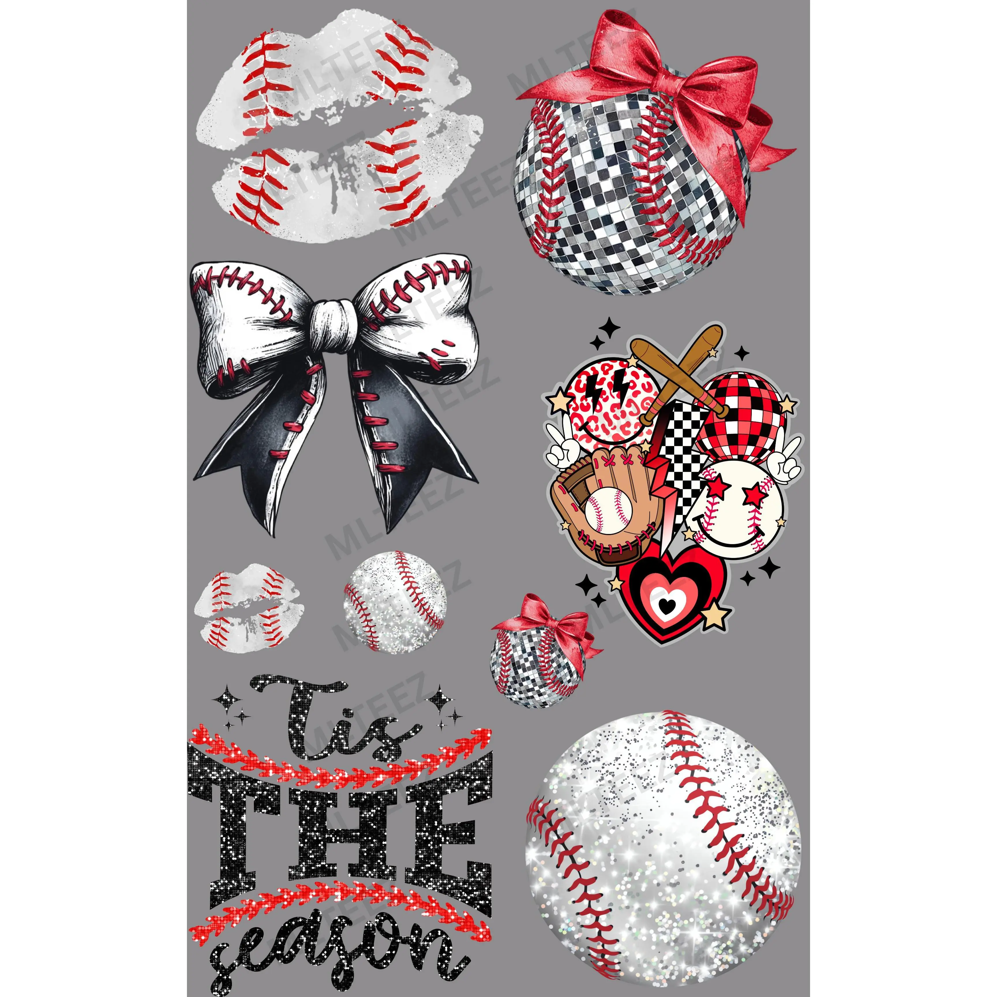 BASEBALL (4) PREMADE GANGSHEET  - 22X36 DTF TRANSFERS - DIRECT TO FILM