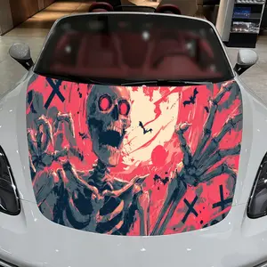 New 2026 Terrifying Halloween Skeleton and Bat Car Cover Sticker, Auto Hood Decal, Car Exterior Scratch Resistant Decal, Trendy Gift for car decoration accessoriess