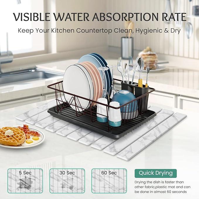 Large Stone Dish Drying Mat - 24" Ă 16" for Kitchen Counter, Super Absorbent, Heat Resistant Dish Drying Mats, Eco-Friendly Diatomaceous Earth Stone Rack Tableware Mat ( White Marble) Coasters Stainless Steel Kitchenware Large Stone Dish Drying Mat - 24" Ă 16" for Kitchen Counter, Super Absorbent, Heat Resistant Dish Drying Mats, Eco-Friendly Diatomaceous Earth Stone Rack Tableware Mat ( White Marble) Coasters Stainless Steel Kitchenware