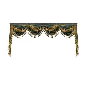 European Luxury Ink Curtain Header, Customizable Floor-To-Ceiling Window Drapery, American Vintage Style Decorative Curtain